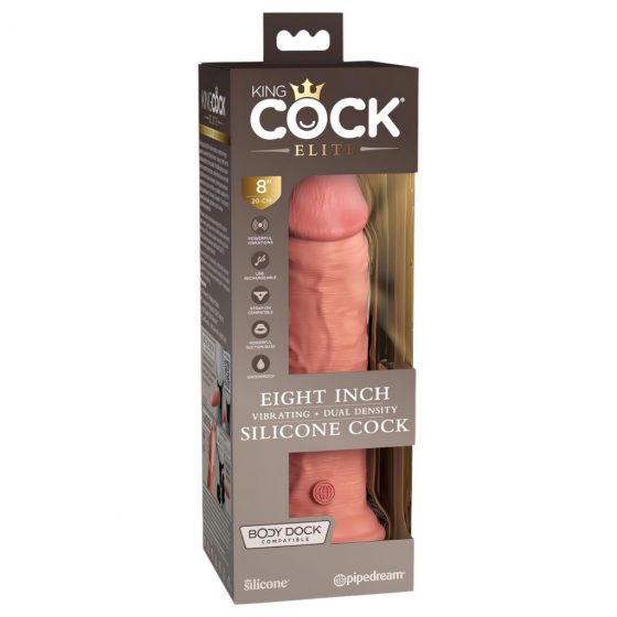 King Cock Elite 8 - pripevnený, realistický vibrátor (20 cm) - prírodný