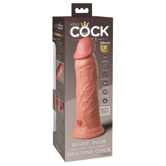 King Cock Elite 8 - pripevnený, realistický vibrátor (20 cm) - prírodný