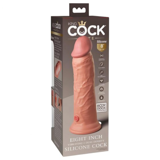 King Cock Elite 8 - pripevnený, realistický vibrátor (20 cm) - prírodný