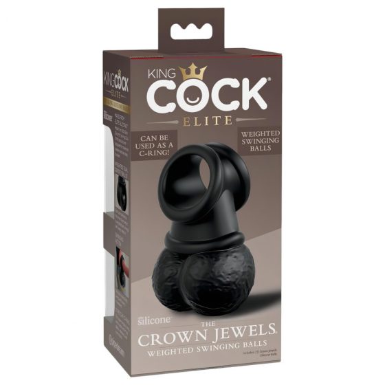 King Cock Elite Crown Jewels - Hojdacia svorka, zábal na penis (čierna)