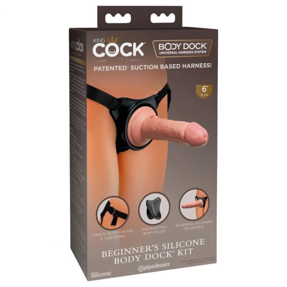 King Cock Elite Beginner's - páskové dildo s postrojom (prírodné)