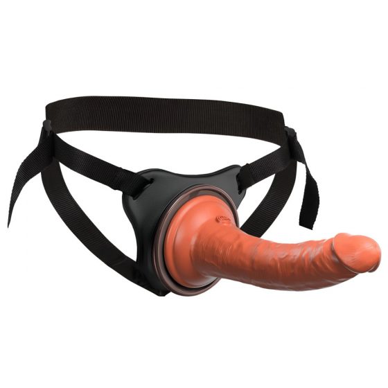 King Cock Elite Comfy - páskové dildo s postrojom (tmavé prírodné)