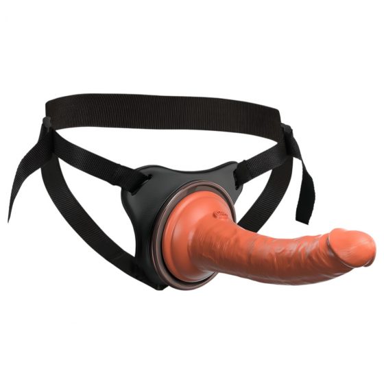 King Cock Elite Comfy - páskové dildo s postrojom (tmavé prírodné)