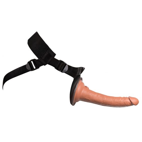 King Cock Elite Comfy - páskové dildo s postrojom (tmavé prírodné)