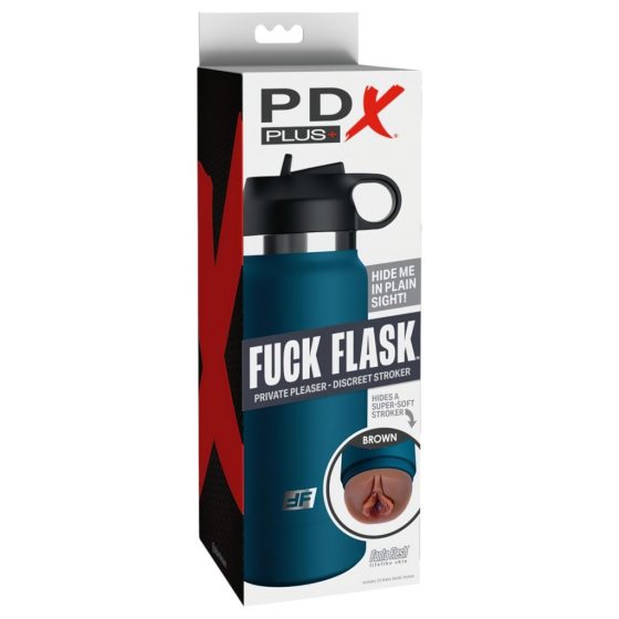 Fuck Flask Private Pleaser - umelá kundička v čutore (modro-hnedá)