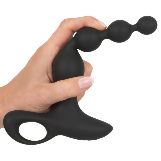 Black Velvets Rechargeable Anal Beads - nabíjacie vibračné análne korálky (čierne)