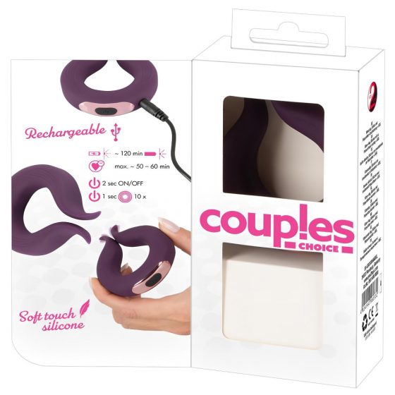 Couples Choice - batériový krúžok na penis s dvoma motormi (fialový)