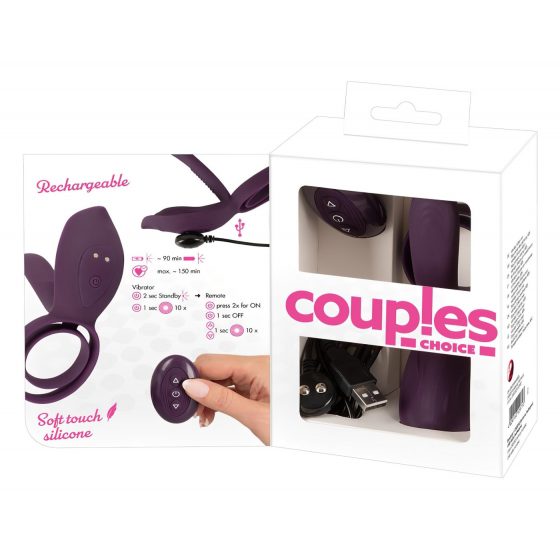 Couples Choice - nabíjací krúžok na penis na diaľkové ovládanie (fialový)