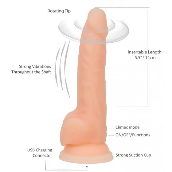 Naked Addiction Rotating 8 - bezdrôtový rotujúci vibrátor (20 cm) - prírodný