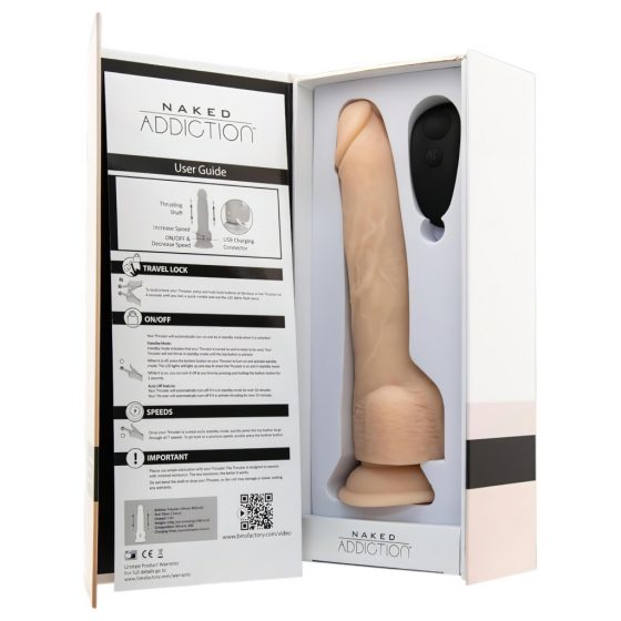 Naked Addiction Thrusting 9 - bezdrôtový, rádiom riadený, vibračný vibrátor - prírodný (23 cm)