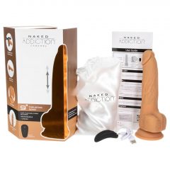   Naked Addiction Thrusting 9 - bezdrôtový, rádiom riadený, vibračný vibrátor - tmavý (23 cm)