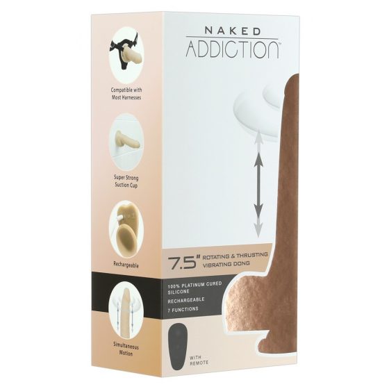 Naked Addiction Thrusting 7,5 - Nabíjací vibračný vibrátor (19 cm) - prírodný