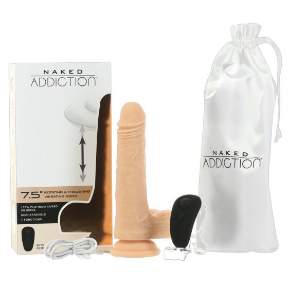 Naked Addiction Thrusting 7,5 - Nabíjací vibračný vibrátor (19 cm) - prírodný