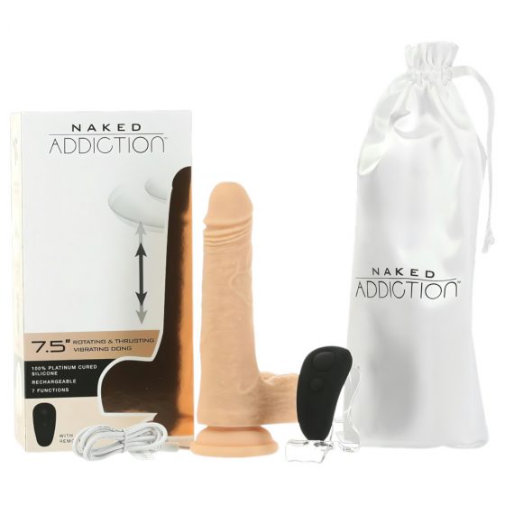 Naked Addiction Thrusting 7,5 - Nabíjací vibračný vibrátor (19 cm) - prírodný