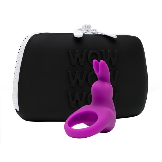 Happyrabbit Cock Kit - vibračný krúžok na penis s úložným vreckom (fialový)