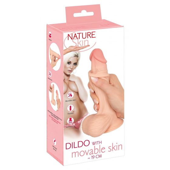 Nature Skin - Vibrátor s kožou - 19 cm (prírodný)