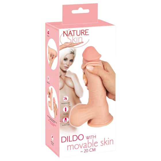 Nature Skin - Dildo s kožou - 20 cm (prírodné)