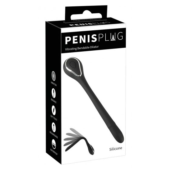 Penis Plug Dilator - dobíjací vibrátor na močovú trubicu (0,6-1,1 cm) - čierny