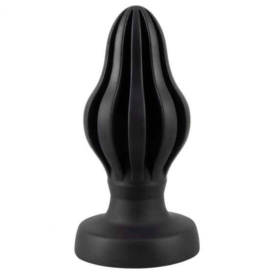 ANOS - super mäkké, rebrované análne dildo - 5 cm (čierne)