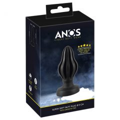 ANOS - rebrovaný mäkký análny dildo - 5 cm (čierny)