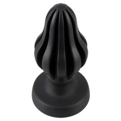   ANOS - super mäkké, rebrované análne dildo - 5 cm (čierne)