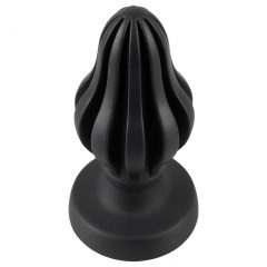 ANOS - rebrovaný mäkký análny dildo - 5 cm (čierny)