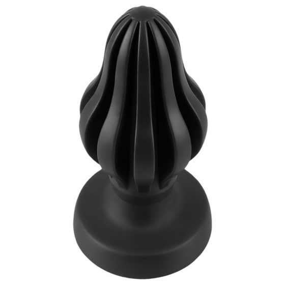 ANOS - super mäkké, rebrované análne dildo - 5 cm (čierne)