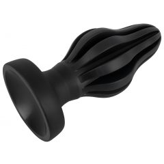 ANOS - rebrovaný mäkký análny dildo - 5 cm (čierny)