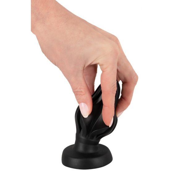 ANOS - super mäkké, rebrované análne dildo - 5 cm (čierne)