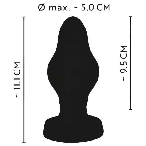 ANOS - super mäkké, rebrované análne dildo - 5 cm (čierne)