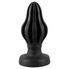   ANOS - super mäkké, rebrované análne dildo - 7 cm (čierne)