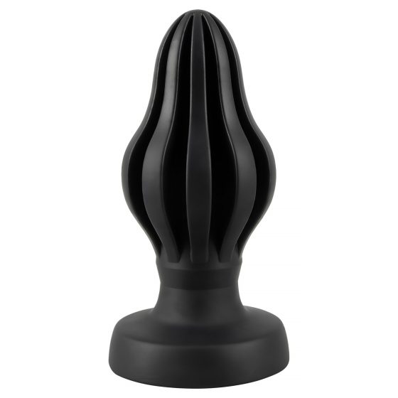 ANOS - super mäkké, rebrované análne dildo - 7 cm (čierne)