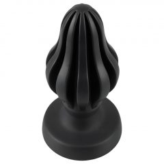   ANOS - super mäkké, rebrované análne dildo - 7 cm (čierne)