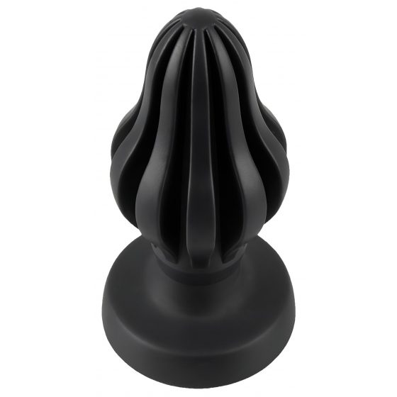 ANOS - super mäkké, rebrované análne dildo - 7 cm (čierne)