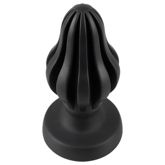 ANOS - super mäkké, rebrované análne dildo - 7 cm (čierne)