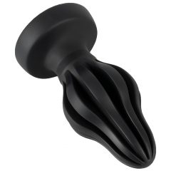   ANOS - super mäkké, rebrované análne dildo - 7 cm (čierne)