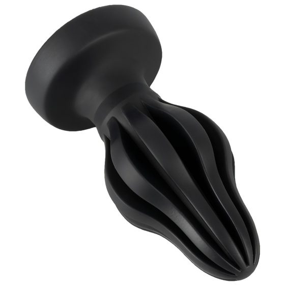 ANOS - super mäkké, rebrované análne dildo - 7 cm (čierne)