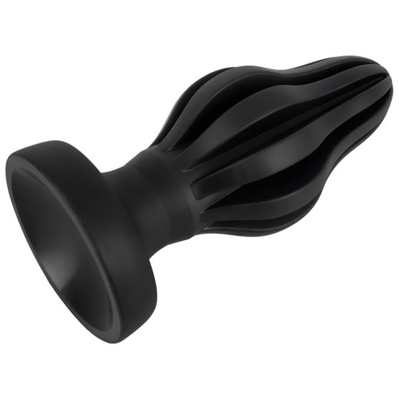 ANOS - super mäkké, rebrované análne dildo - 7 cm (čierne)