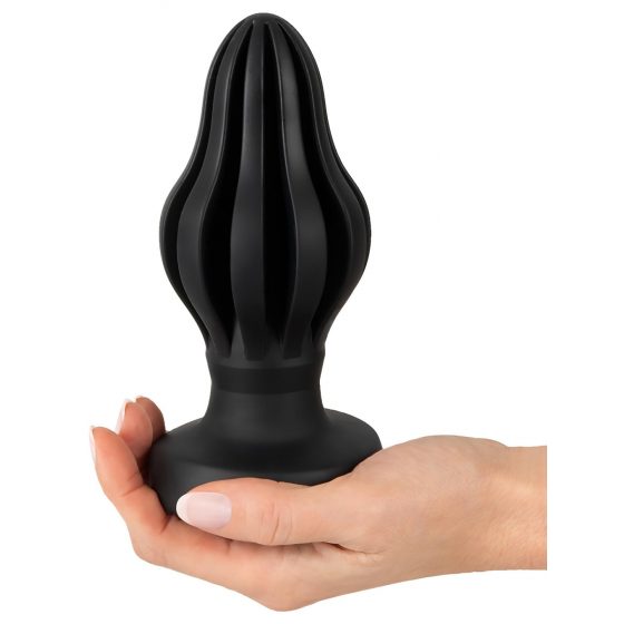 ANOS - super mäkké, rebrované análne dildo - 7 cm (čierne)