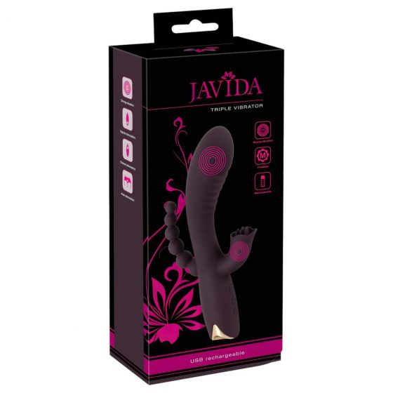 Javida - 3in1 gyöngyös,nyelves vibrátor (lila)