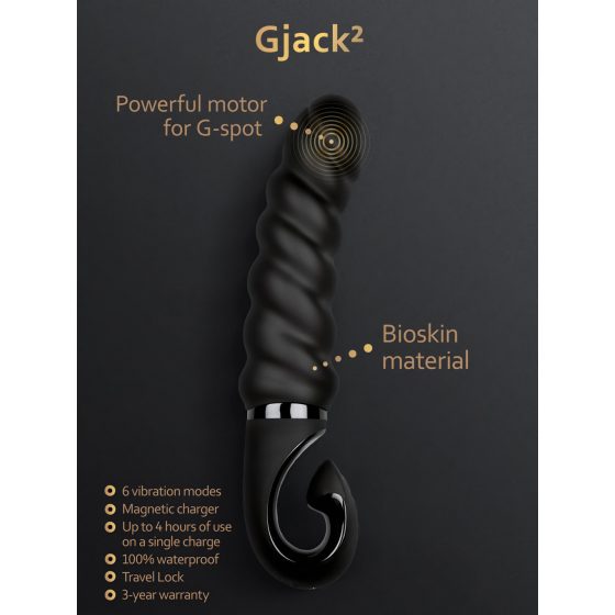 Gvibe G-jack 2-batériový vodotesný silikónový vibrátor (čierny)