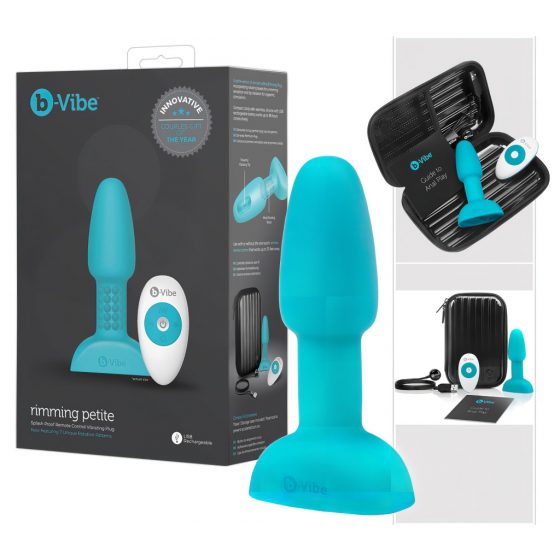 b-Vibe Rimming - rotujúci perlový análny vibrátor (tyrkysový)