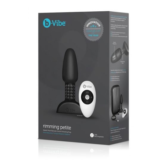 b-Vibe Rimming - rotujúci análny vibrátor s korálkami (čierny)