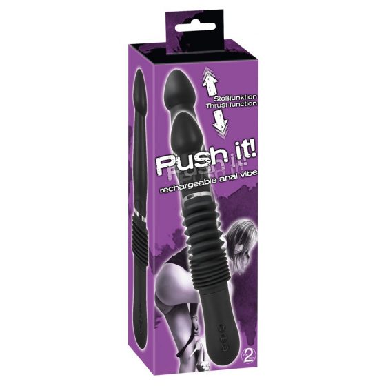 You2Toys Push it rechargeable vibe - nabíjací análny vibrátor s posuvným pohybom (čierny)