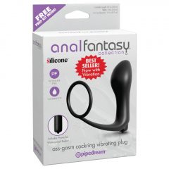   analfantasy ass-gasm vibrator - análny vibrátor s krúžkom na penis (čierny)