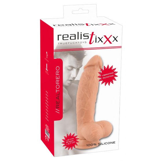 realistixxx Torero - nabíjací realistický rotačný vibrátor s prísavkou (22cm)