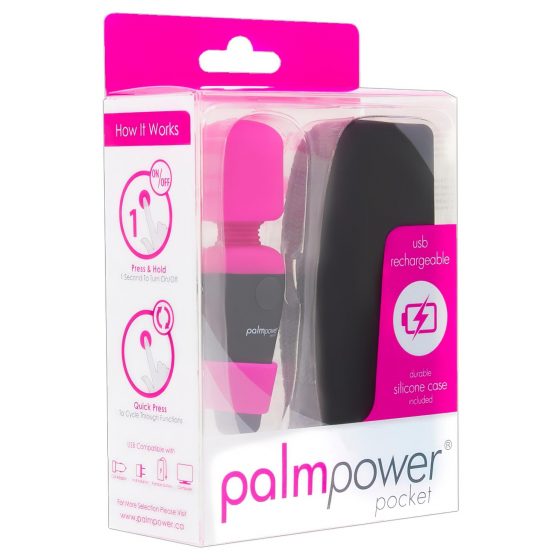 PalmPower Pocket Wand - nabíjací masážny vibrátor (ružovo-čierny)