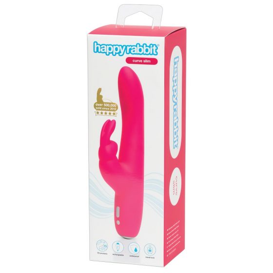 Happyrabbit Curve Slim - vodotesný, dobíjací vibrátor s tyčinkou (ružový)