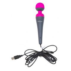   PalmPower Wand - veľký masážny vibrátor USB s powerbankou (ružovo-sivý)