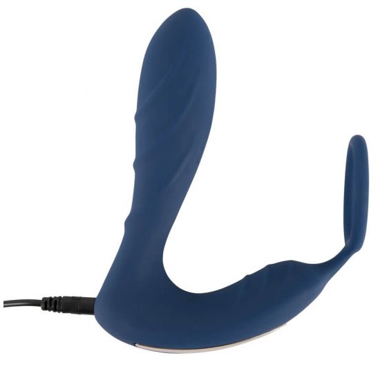 You2Toys Prostata Plug - nabíjací análny vibrátor s krúžkom na penis a diaľkovým ovládačom (modrý)